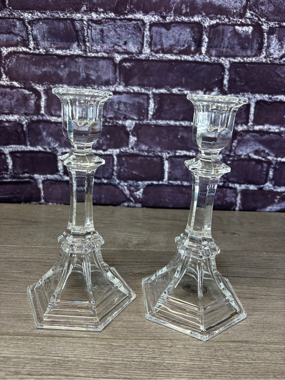Vintage 24% Lead Crystal Candlestick Pair